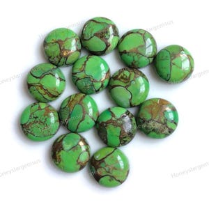 12 mm Grün Mojave Kupfer Türkis, Cabochon Rund Cabochon, Grün Mohave Türkis, Türkis Armband, Tennis Armband, Türkis, DIY