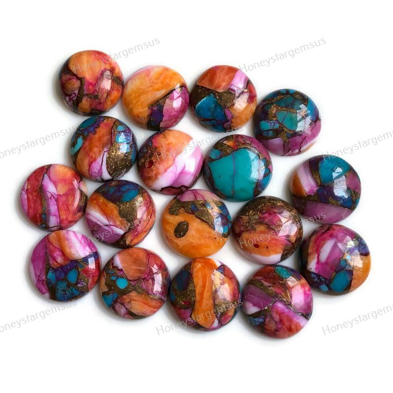 15 Mm Round, Pink Mojave Copper Turquoise Cabochon, Turquoise Lot