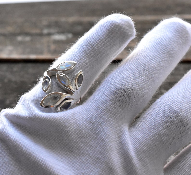 Birthstone Ring Christmas gift Statement Ring Fashion Ring RAINBOW MOONSTONE 6.5 US Sterling Silver Ring Handmade Ring Adjustable ring