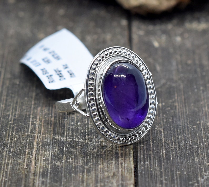 925 Sterling Silver Fashion Ring Ring For Her Gift B Amethyst Sterling Silver Ring Handmade Ring Birthstone Ring Statement Ring