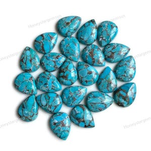 13 x 18 mm Blauer Mojave Kupfer Türkis, Flatback Oval Cabochon, Blauer Mohave Türkis, Türkis Armband, Tennisarmband, Türkis Ring