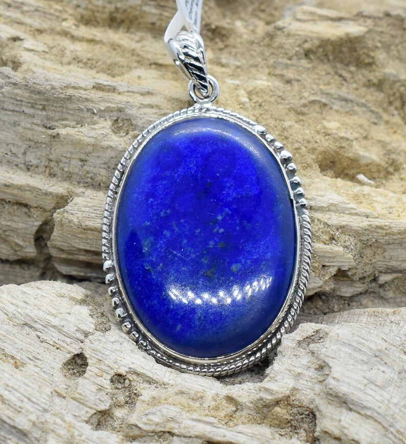 Pendant For Gifts Big Stone - Sterling Silver Pendant -Handmade Pendant- Wired Wrapped Pendant 5 Lapis Lazuli Pendant- Healing Pendant