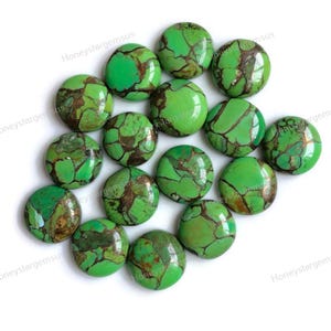 15 mm Grün Mojave Kupfer Türkis, Cabochon Rund Cabochon, Grün Mohave Türkis, Türkis Armband, Tennis Armband, Türkis, DIY