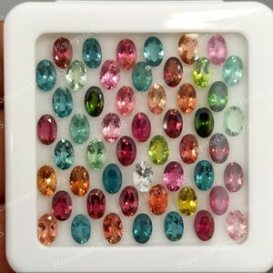 Hochwertiger Turmalin, natürlicher Turmalin, Mischfarbe Turmalin, kalibrierter Turmalin, Turmalin Oval, 6 x 4 mm, 4-teilige Packung, Großhandelspartie