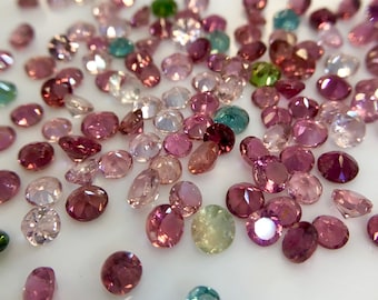 Turmalina redonda facetada de 4 mm, paquete de 6 piezas de turmalina natural, turmalina de colores mixtos, turmalina calibrada, turmalina rosa, gemas de turmalina