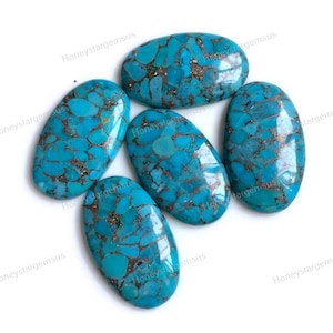 20 x 30 mm Blauer Mojave Kupfer Türkis, Flatback Oval Cabochon, Blauer Mohave Türkis, Türkis Armband, Tennisarmband, Türkis Ring