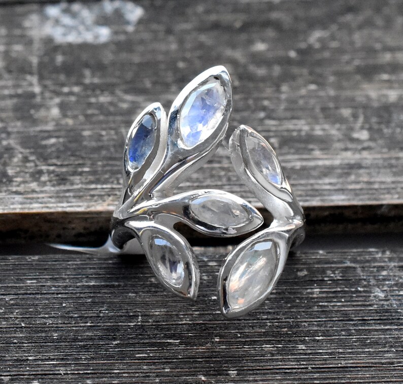 Birthstone Ring Christmas gift Statement Ring Fashion Ring RAINBOW MOONSTONE 6.5 US Sterling Silver Ring Handmade Ring Adjustable ring