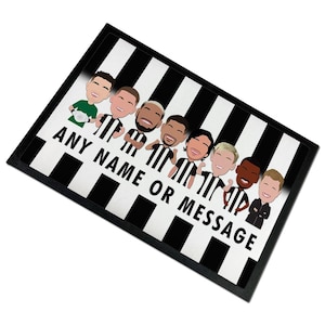 Newcastle Utd 2024-25 Vector Heroes Personalised Door Mat Floor Mat Man Cave Bar Add Any Text or Message Great Gift For Magpies Fans