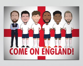 England Football Come On England Aluminium Metal Wall Art Unofficial Euros Kane etc A4 or A3