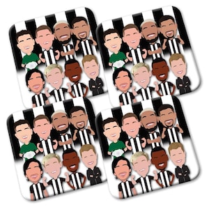 Newcastle 2024-25 Vector Heroes Pack Of 4 Coasters Pope Howe etc Great Gift For Toon Fans