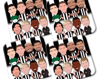 Newcastle 2024-25 Vector Heroes Pack Of 4 Coasters Pope Howe etc Great Gift For Toon Fans