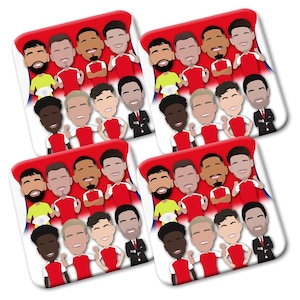 Arsenal 2024-25 Printed 4 Pack Of Coasters Saliba Rice Saka Etc Great Gift Gunners