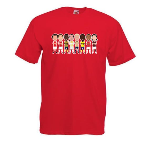 Arsenal Legends Vector Heroes Coloured T-shirt Red Kids Child T
