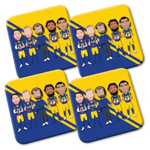 Rams 2024-25 Pacote de 4 Coasters Vector Heroes Futebol Americano McVay Stafford Williams Etc Grande Presente para Fãs de Los Angeles