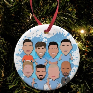 City 2024-25 Christmas Tree Decoration Bauble Ceramic Vector Heroes Choice Of Design Man Manchester Pep Haaland Etc Great Gift For Fans