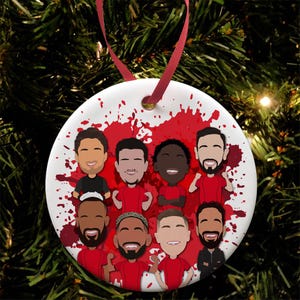 Utd 2025-26 & 2024-25 SALE PRICE Christmas Tree Decoration Flat Ceramic Bauble Manchester Man Amorim etc Great Christmas Gift Red Devils