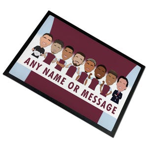 Aston Villa 2024-25 Vector Heroes Personalised Door Mat Floor Mat Man Cave Emery Cash Watkins etc Add Any Text or Message