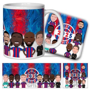 Crystal Palace Cup Winners 2025 Printed Mug & Coaster Set Vector Heroes Great Christmas Gift for Palace Fans