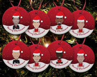 Arsenal 2023-24 Christmas Tree Decoration Flat Ceramic Bauble | Arteta Jesus White Rice etc | Pack Of 8 | Printed In The UK |