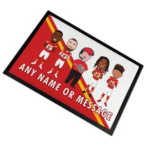 Chiefs 2024-25 Vector Heroes Personalised Door Mat Floor Mat Man Cave Bar Add Any Name Or Message Great Gift For Kansas City Fans