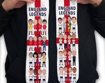 Calzini colorati England Football Legends Vector Hero 3 taglie Euro Inghilterra Beckham Moore ecc. Ottimo regalo