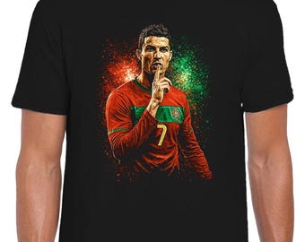 Ronaldo CR7 Black T-Shirt Splash World Cup Legends T-Shirt Kids & Adult Sizes Ronaldo CR7 Portugal Fans T-Shirt