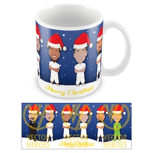 Leeds 2023-24 Vector Heroes Printed Christmas Mug Santa Hats Ayling Farke etc Utd Great Christmas Gift United Utd