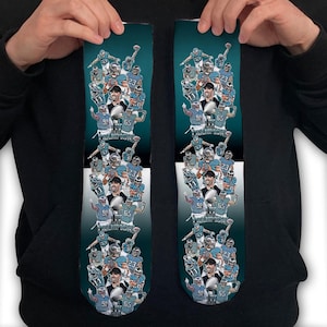 Calzini Eagles Champions LIX 2025 Vector Heroes 3 taglie Football americano Ottimo regalo per i tifosi di Philadelphia