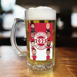 Liverpool Champions 2024-25 Vector Heroes Beer Glass Champions Of England Geweldige kwaliteit cadeau voor supporters van Liverpool