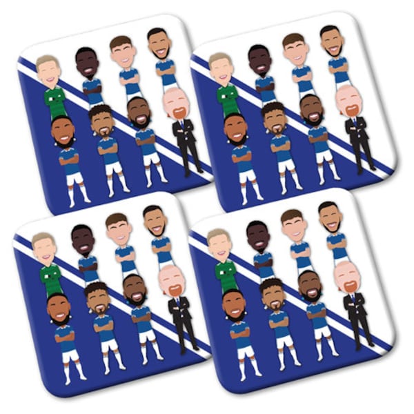 Everton 2023-24 Printed 4 Pack Of Coasters Dyche McNeil etc Great Gift