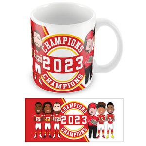 Kansas City Champions 2022-23 Vector Heroes Printed Mug Cup Mahomes Hill Kelce Reid etc Unofficial Chiefs