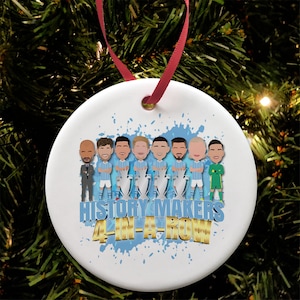 City Champions 2024 Christmas Tree Decoration Bauble Ceramic Man Manchester Pep Haaland Etc 4 In A Row History Makers