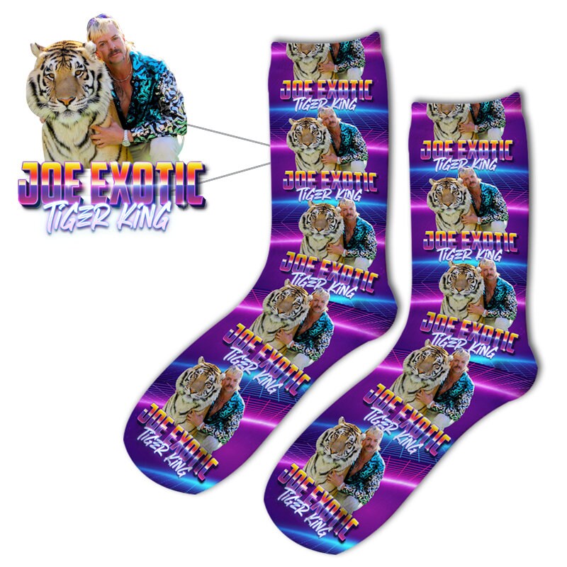 Image of Joe Exotic Tiger King Inspired Printed Photo Socks Novelty Gift Unofficial