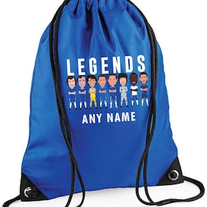 Chelsea Legends Personalised Printed Gym Bag Sac PE Kit Great Gift For Kids & Blues Fans Printed in the UK Add Any Name