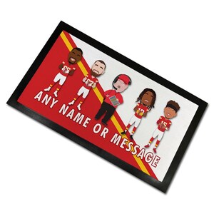 Chiefs 2024-25 Personalised Bar Runner Mat Man Cave Bar Choice of Sizes Vector Heroes Reid Kelce Etc Great Kansas City Fans Gift