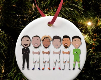 Leeds 2023-24 Vector Heroes Ceramic Christmas Tree Decoration Flat Ceramic Bauble Farke etc Printed In The UK Great Xmas Gift Utd United