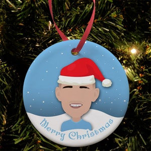 Phil Foden Décoration d&#39;arbre de Noël Boule plate en céramique Manchester Man City Chapeau de Père Noël
