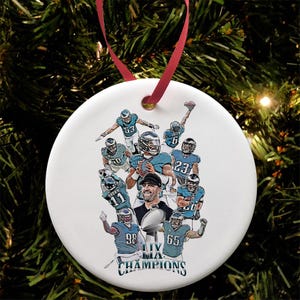 Adorno para árbol de Navidad de cerámica plana Eagles Champions LIX 2025, elección de diseño, aficionados al fútbol americano de Filadelfia
