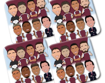 Aston Villa 2024-25 Printed 4 Pack Of Coasters Emery Watkins Cash etc Great Gift For Villa Fans