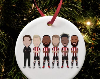 Brentford 2023-24 Christmas Tree Decoration Flat Ceramic Bauble Great Christmas Gift