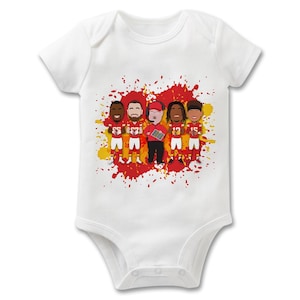 Chiefs American Football 2024-25 Printed Baby Gifts Bib Burp Cloth Baby Grow Vest Kelce Reid etc Great Gift For Kansas City Fans