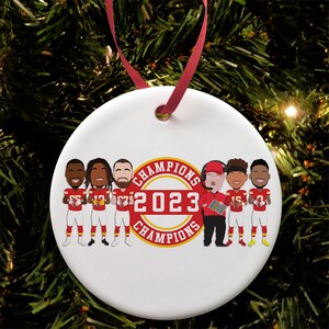 Chiefs Champions 2022-23 American Football Vector Heroes Ceramic Christmas Tree Decoration Bauble Mahomes Kelce Reid etc Kansas City