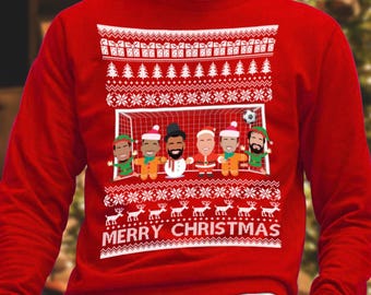 Liverpool Vector Heroes 2024-25 Red Christmas Jumper | Kids & Adults Sizes |  Trent Salah Van Dijk etc | Great Gift For Liverpool Fans |