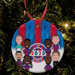 Crystal Palace Cup Winners 2025 Vector Heroes Christmas Tree Decoration Flat Ceramic Bauble Great Christmas Gift For Palace Fans