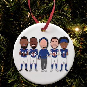 Bills 2024-25 American Football Christmas Tree Decoration Flat Ceramic Bauble Choice Of Design Great Buffalo Fans Gift
