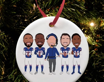 Bills American Football Christmas Tree Decoration Flat Ceramic Bauble Allen etc Buffalo