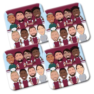 West Ham 2024-25 Printed 4 Pack Of Coasters Bowen Kilman Etc Great Gift Hammers Fans
