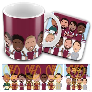 West Ham 2024-25 Vector Heroes Printed Mug & Coaster Set Bowen Kilman Kudus Etc Great Gift For Hammers Fans