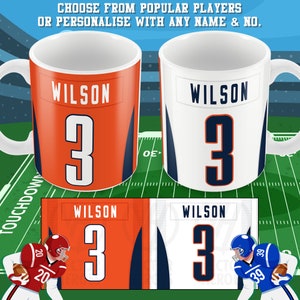 Broncos Personalisierte American Football Becher Tasse Großes Weihnachtsgeschenk für American Football Fans fügen Sie einen beliebigen Namen & Nummer Denver