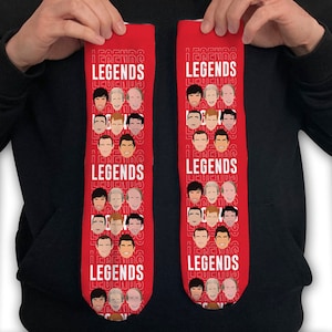 Utd Legends Vector Heroes Printed Socks Choice Of Sizes Manchester Man Rooney Cantona Etc